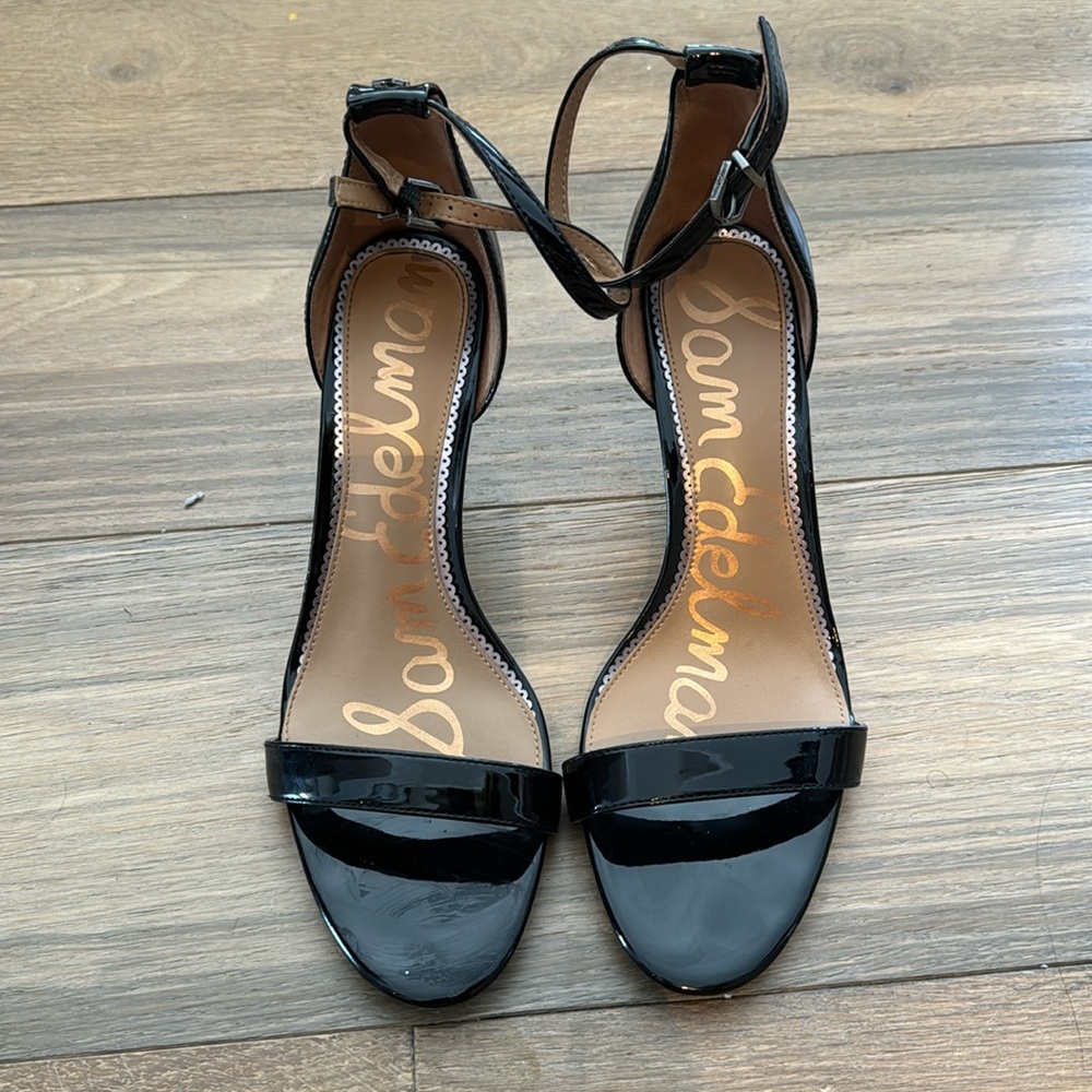 Sam Edelman Women's Patti Heels Black Patent LEATHER 9.5